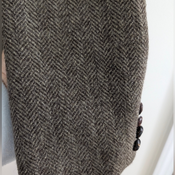 Vintage Neil Martin Gray New Wool Herringbone Blazer Elbow Patch Academic 44R - Picture 7 of 16